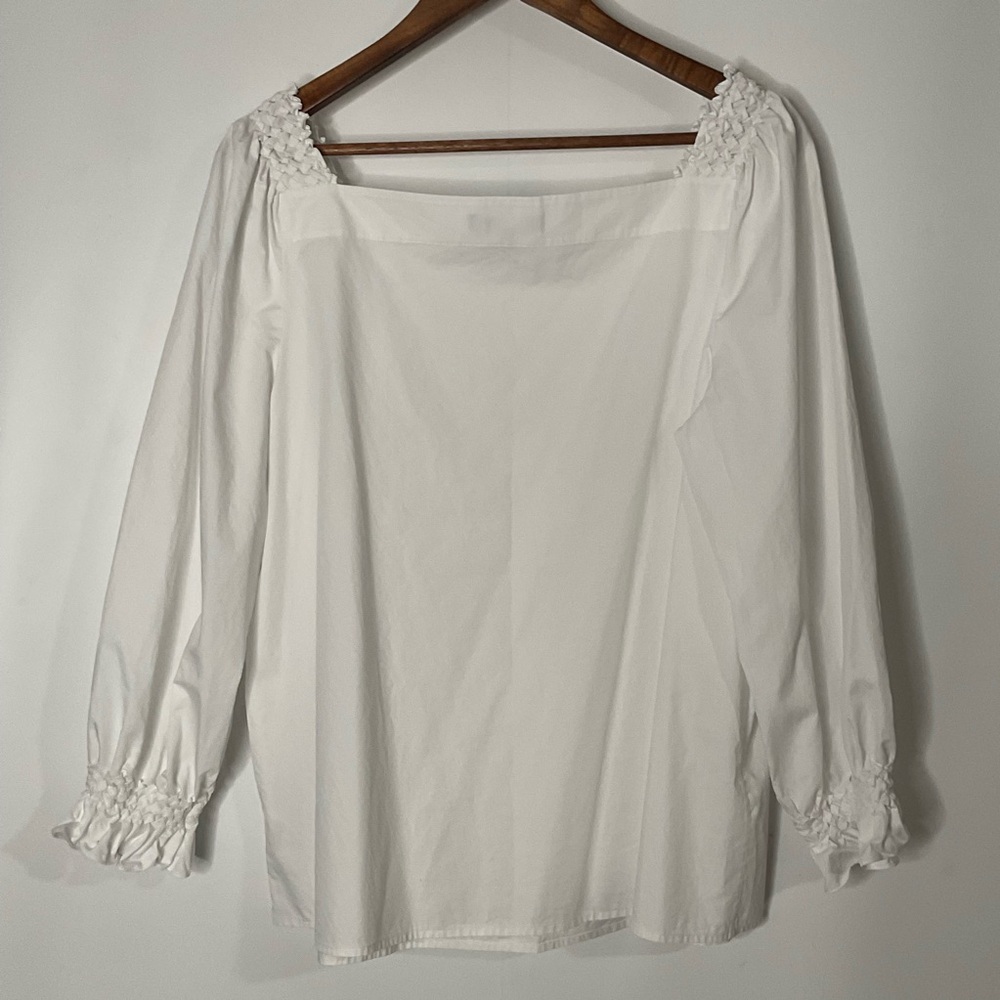 Lafayette 148 New York Beautiful Feminine White Eyelet Cotton Blouse size XL. - Picture 11 of 15